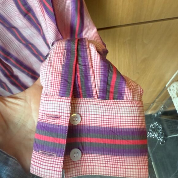 Pre-Loved Smythe Pink, Purple & Grey Striped Tunic Shirt - Size Large - Picture 5 of 8